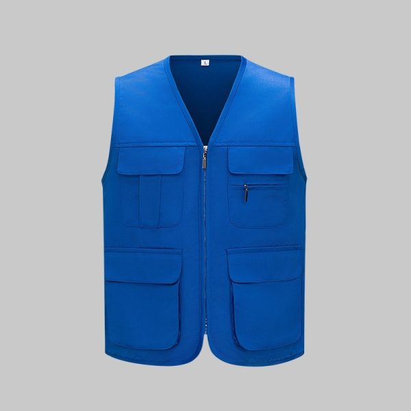 Solid Color Zipper Pocket Work Vest