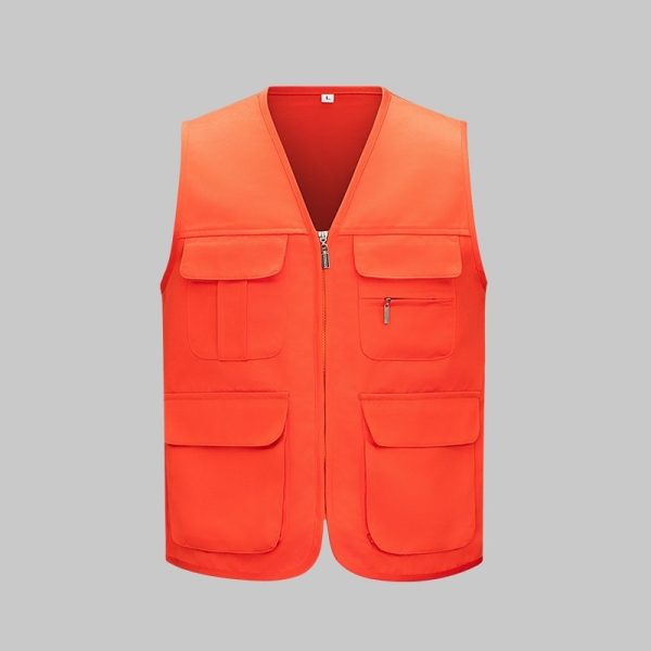 Solid Color Zipper Pocket Work Vest