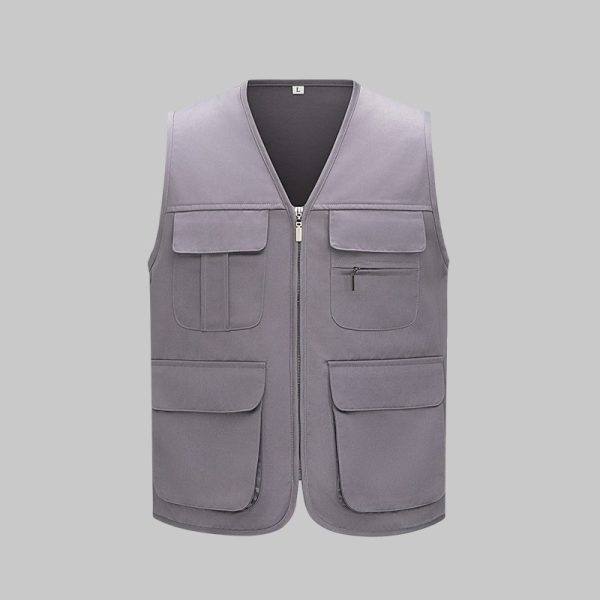Solid Color Zipper Pocket Work Vest