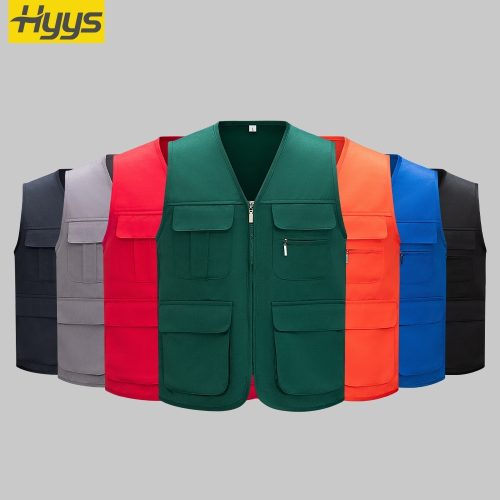 Solid Color Zipper Pocket Work Vest