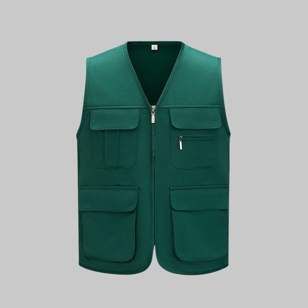 Solid Color Zipper Pocket Work Vest