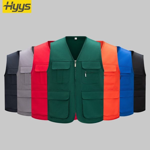 Solid Color Zipper Pocket Work Vest