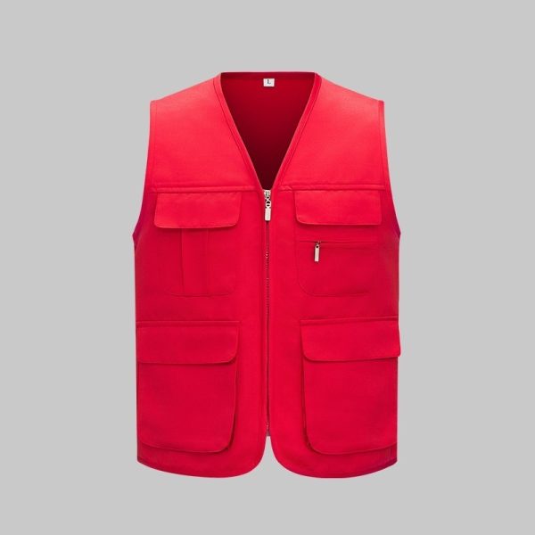 Solid Color Zipper Pocket Work Vest
