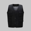 oncealed button solid color mesh work vest