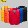 oncealed button solid color mesh work vest