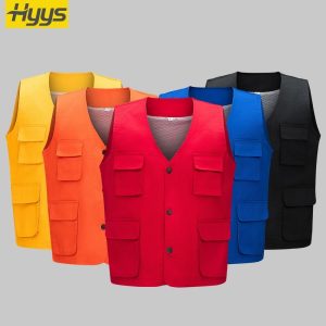 Concealed button solid color mesh work vest