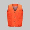 oncealed button solid color mesh work vest