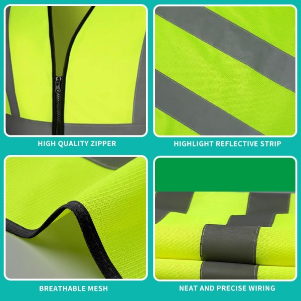 Two vertical and two horizontal high visual workwear vest